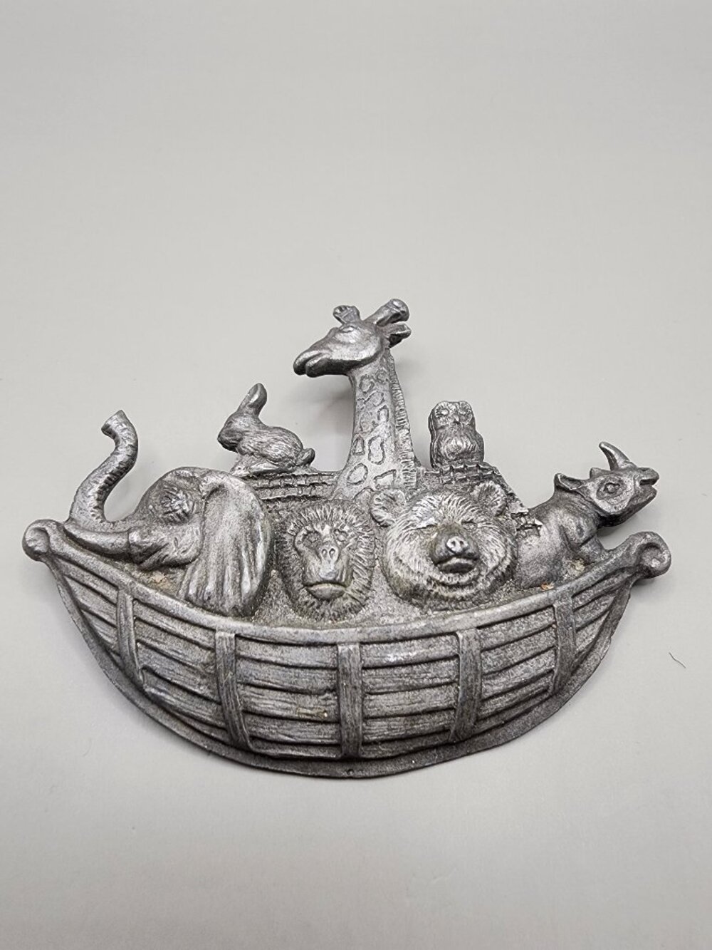 Spoontiques Noah’s Ark Pewter Brooch Animal Pin Vintage
